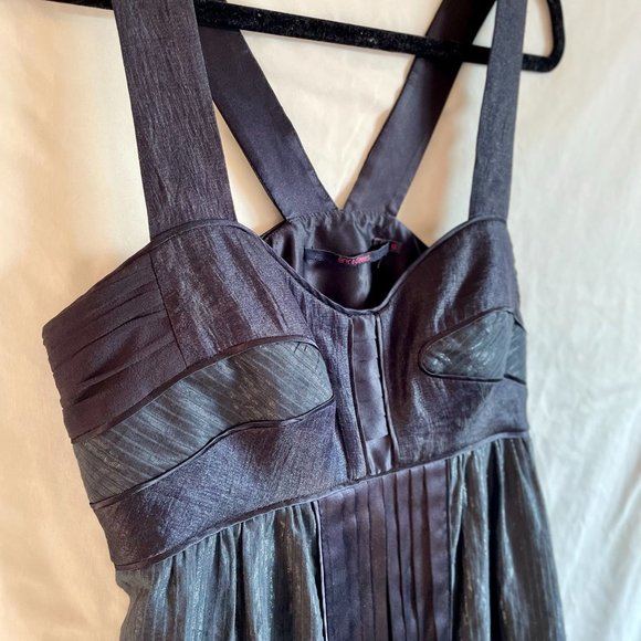 *LIKE NEW* ERICA DAVIES, Black Mixed Fabric Layered Hem Cocktail Dress - Picture 4 of 8